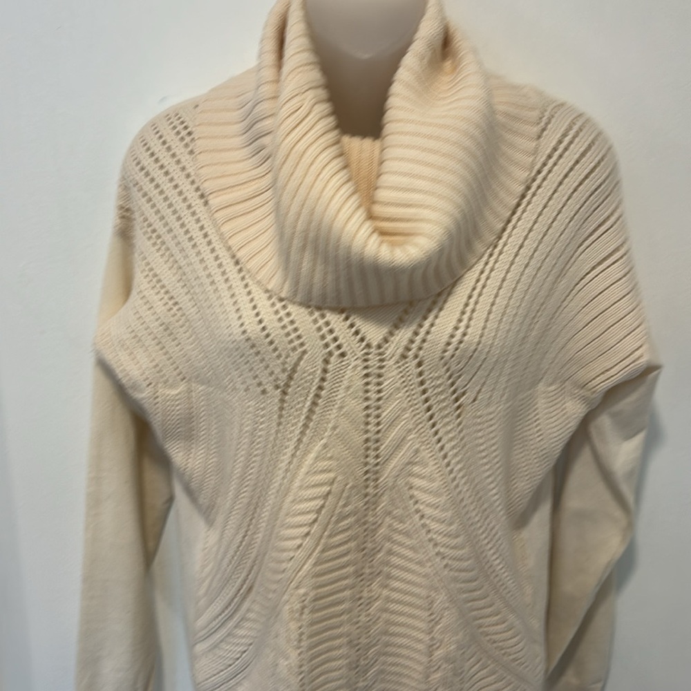 KAREN MILLEN Cream Color Wool Blend Cowl Neck Sweater Size 3 - Picture 5 of 7